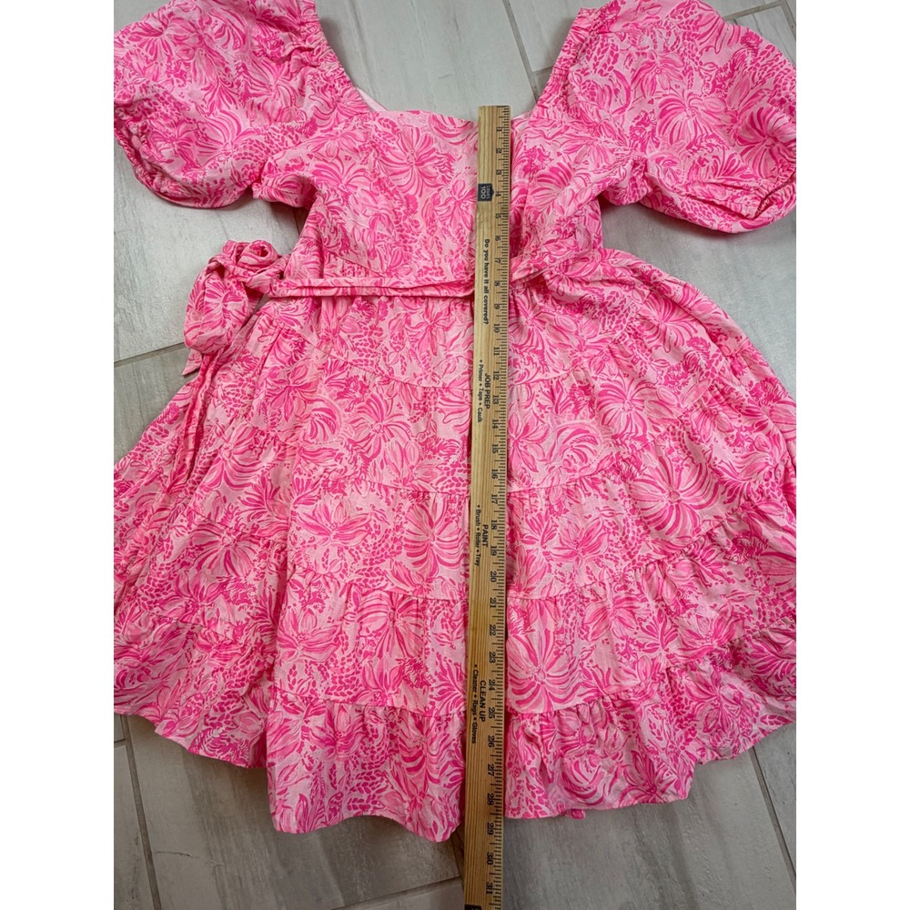Lilly Pulitzer Iralee Linen Wrap Dress Pink Blossom Foxy Llama Size 8 - Picture 8 of 9